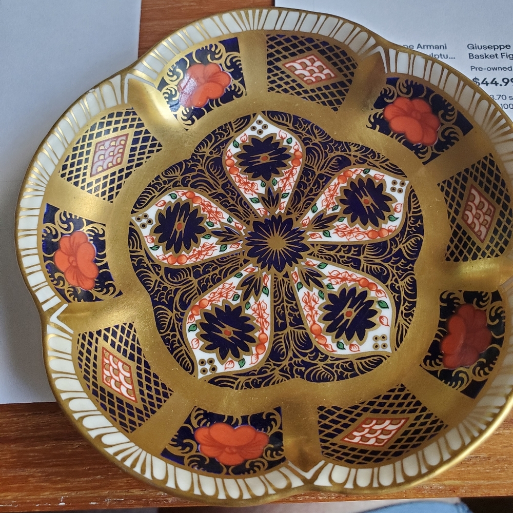 Round 5 Petal ROYAL CROWN DERBY 1128 IMARI PATTERN Trinket Pin Dish
